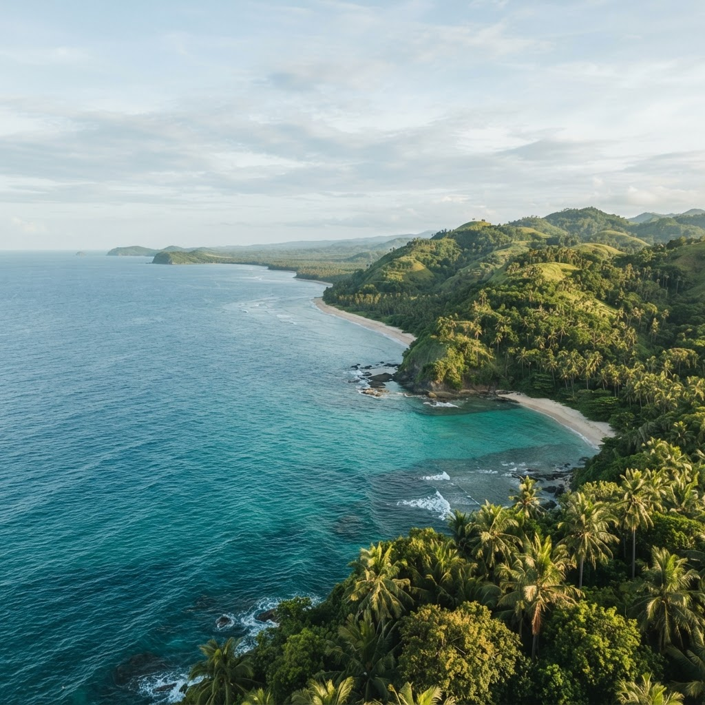 Island-inspired editorial coastline illustration